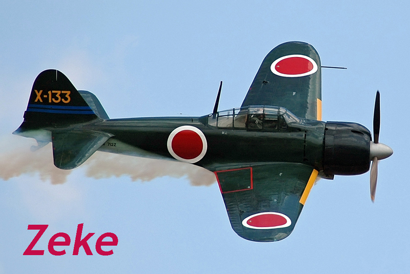 Mitsubishi A6M (Type 0 carrier fighter), known to Allied pilots as the Zeke, or Zero. (Kogo via Wikimedia Commons)